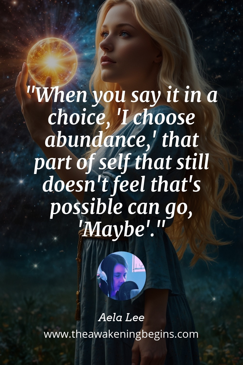 Pinterest Image When you say it in a choice, 'I choose abundance,' that part of self that still doesn't feel that's possible can go, 'Maybe'.