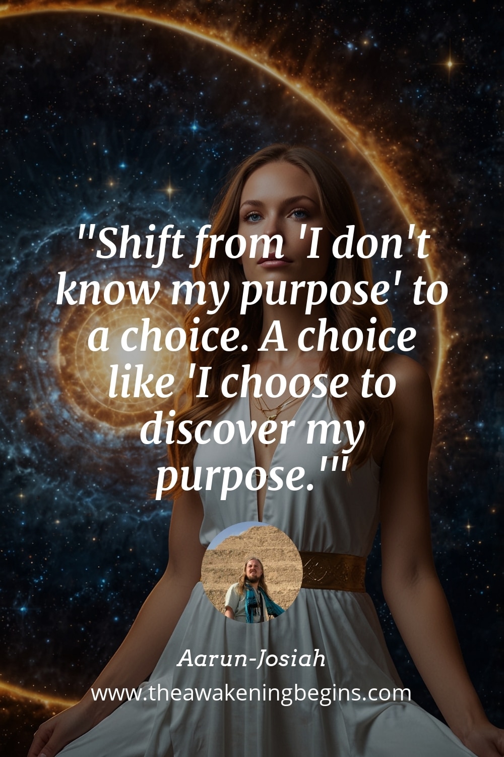 Pinterest Image Shift from 'I don't know my purpose' to a choice. A choice like 'I choose to discover my purpose.'
