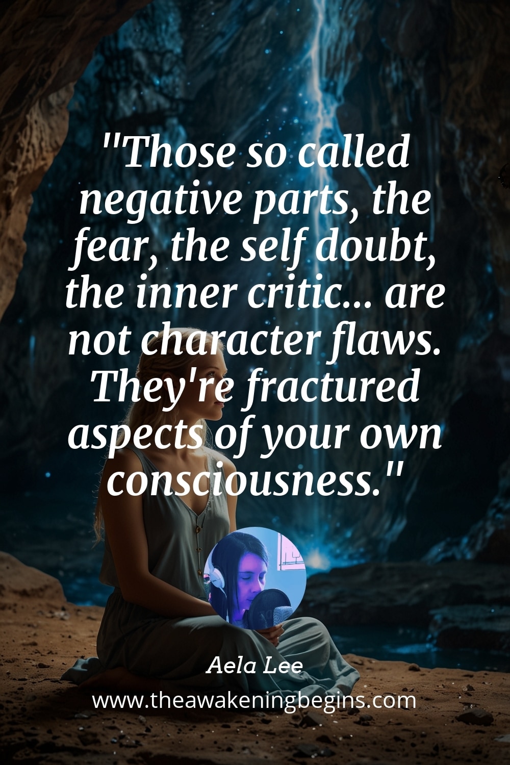 Pinterest Image Those so called negative parts, the fear, the self doubt, the inner critic... are not character flaws. They're fractured aspects of your own consciousness.
