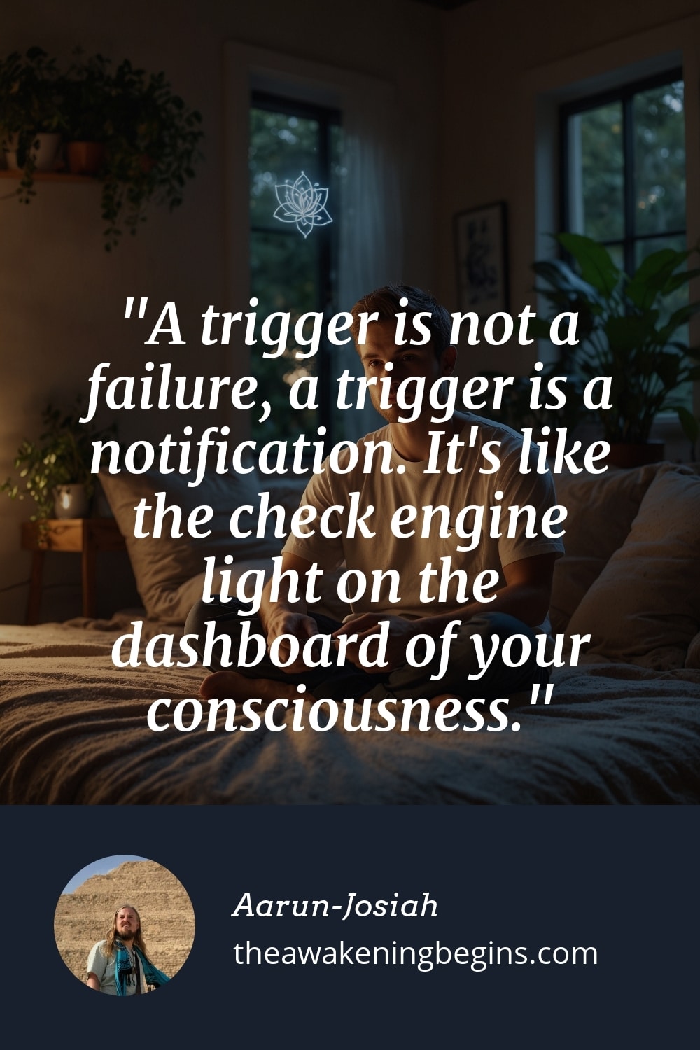 Pinterest Image A trigger is not a failure, a trigger is a notification. It's like the check engine light on the dashboard of your consciousness.