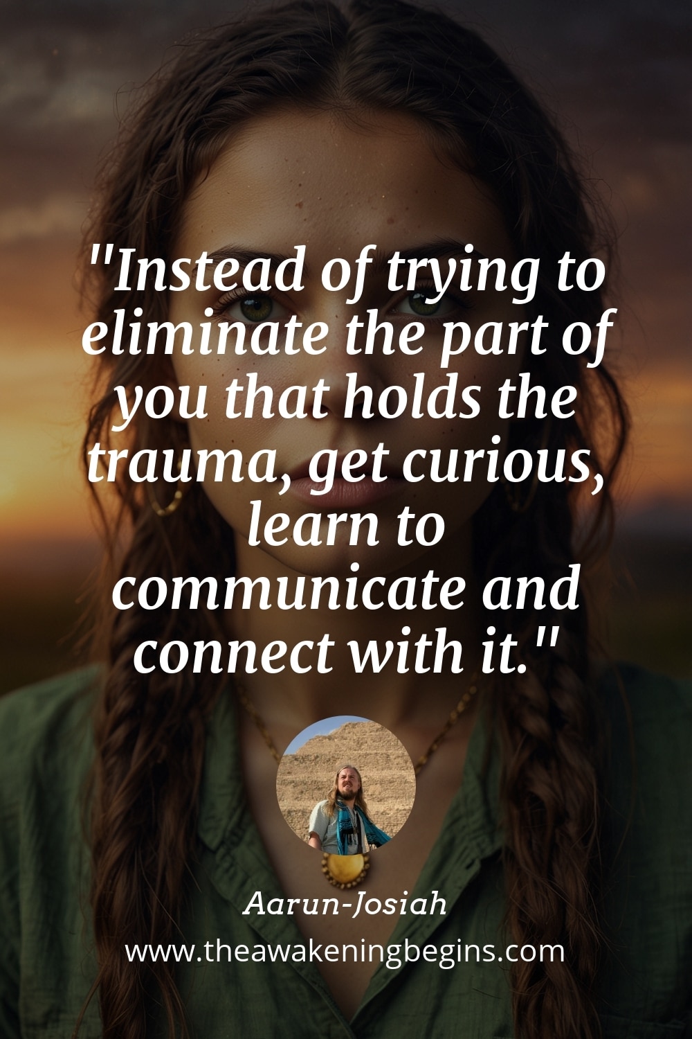 Pinterest Image Instead of trying to eliminate the part of you that holds the trauma, get curious, learn to communicate and connect with it.
