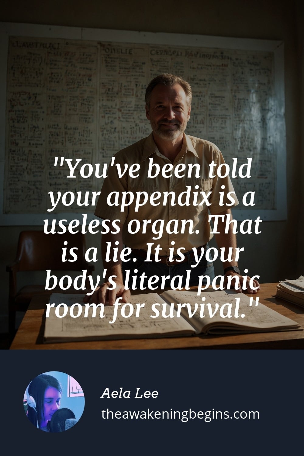 Pinterst Image You've been told your appendix is a useless organ. That is a lie. It is your body's literal panic room for survival.