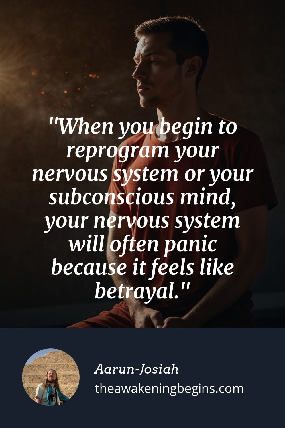 Pinterst Image When you begin to reprogram your nervous system or your subconscious mind, your nervous system will often panic because it feels like betrayal.