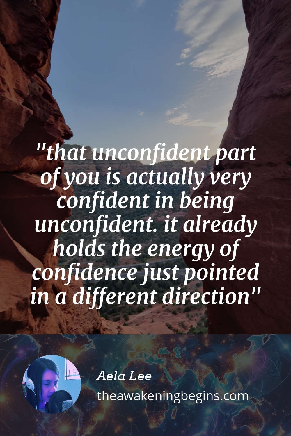 Pinterest Image that unconfident part of you is actually very confident in being unconfident. it already holds the energy of confidence just pointed in a different direction