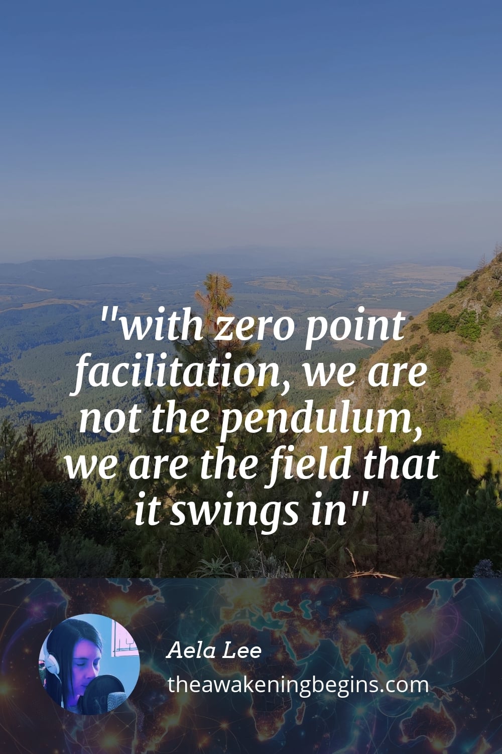 Pinterest Image with zero point facilitation, we are not the pendulum, we are the field that it swings in