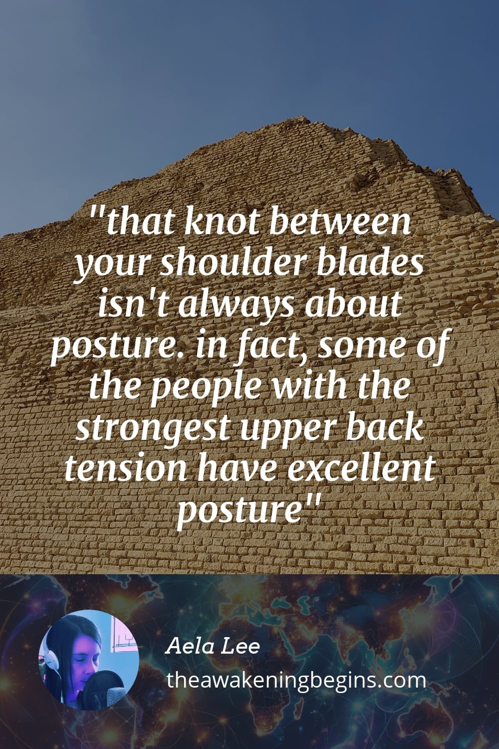 Pinterst Image that knot between your shoulder blades isn't always about posture. in fact, some of the people with the strongest upper back tension have excellent posture