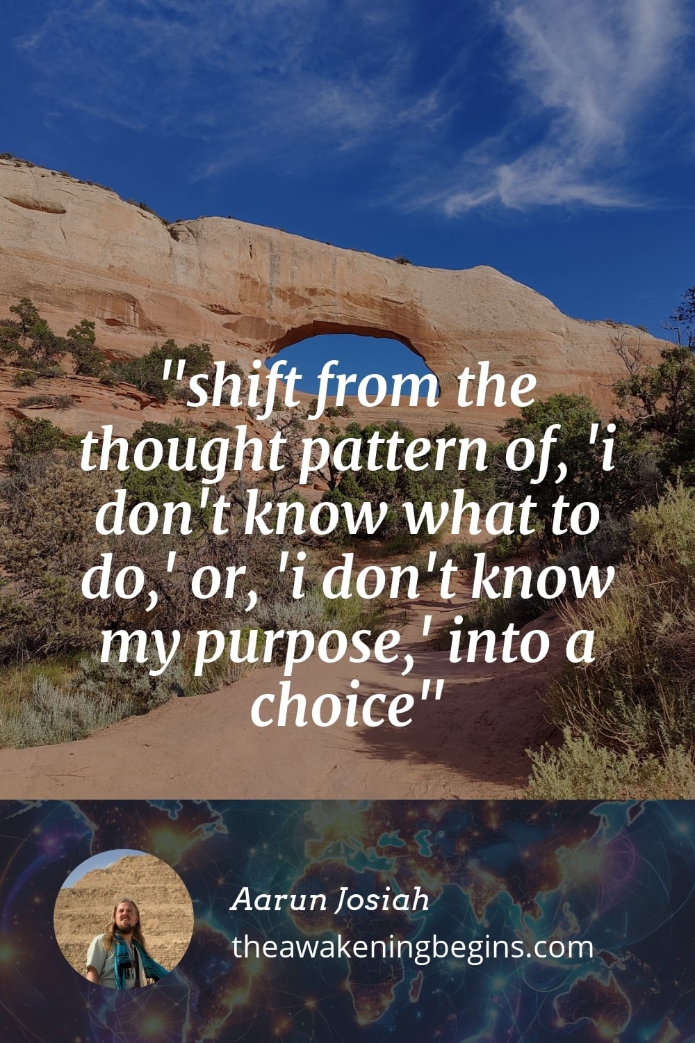 Pinterest Image shift from the thought pattern of, 'i don't know what to do,' or, 'i don't know my purpose,' into a choice