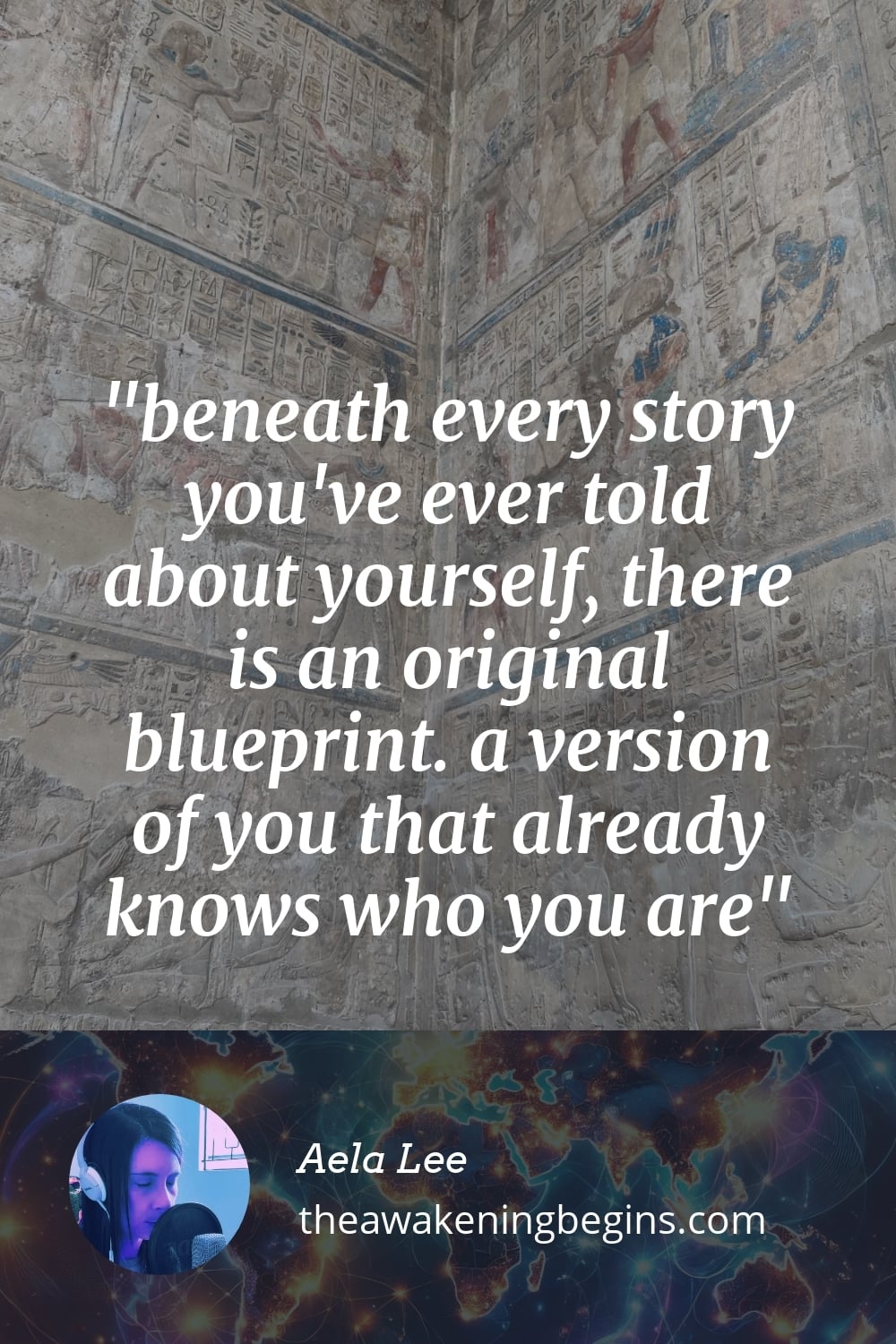 Pinterest Image beneath every story you've ever told about yourself, there is an original blueprint. a version of you that already knows who you are