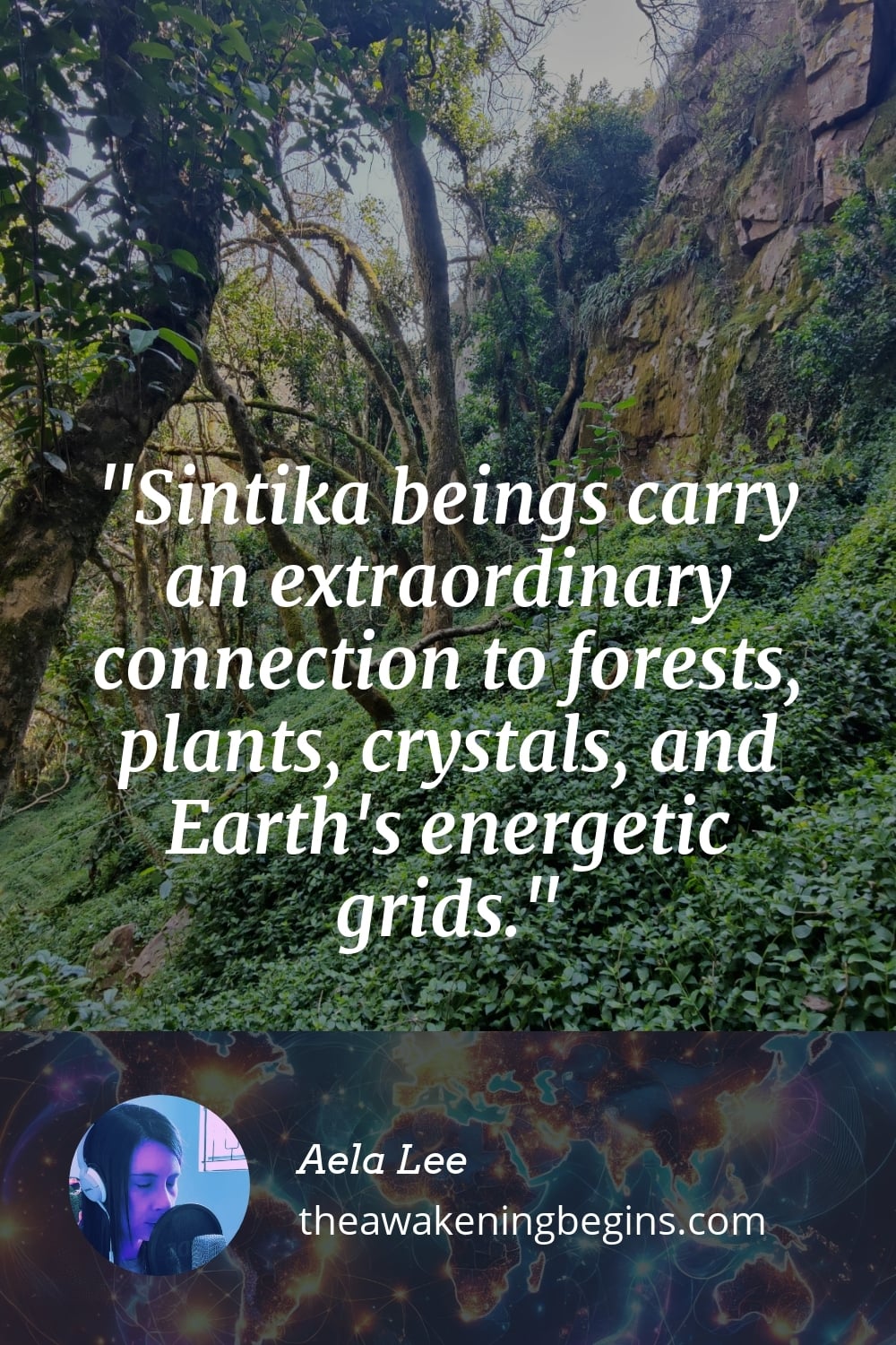 Pinterest Image Sintika beings carry an extraordinary connection to forests, plants, crystals, and Earth's energetic grids.