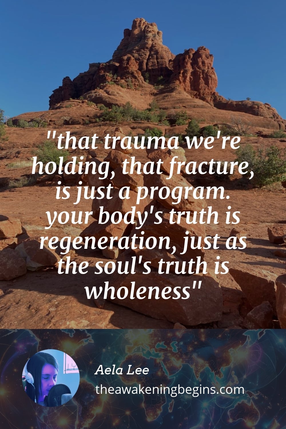 Pinterst Image that trauma we're holding, that fracture, is just a program. your body's truth is regeneration, just as the soul's truth is wholeness