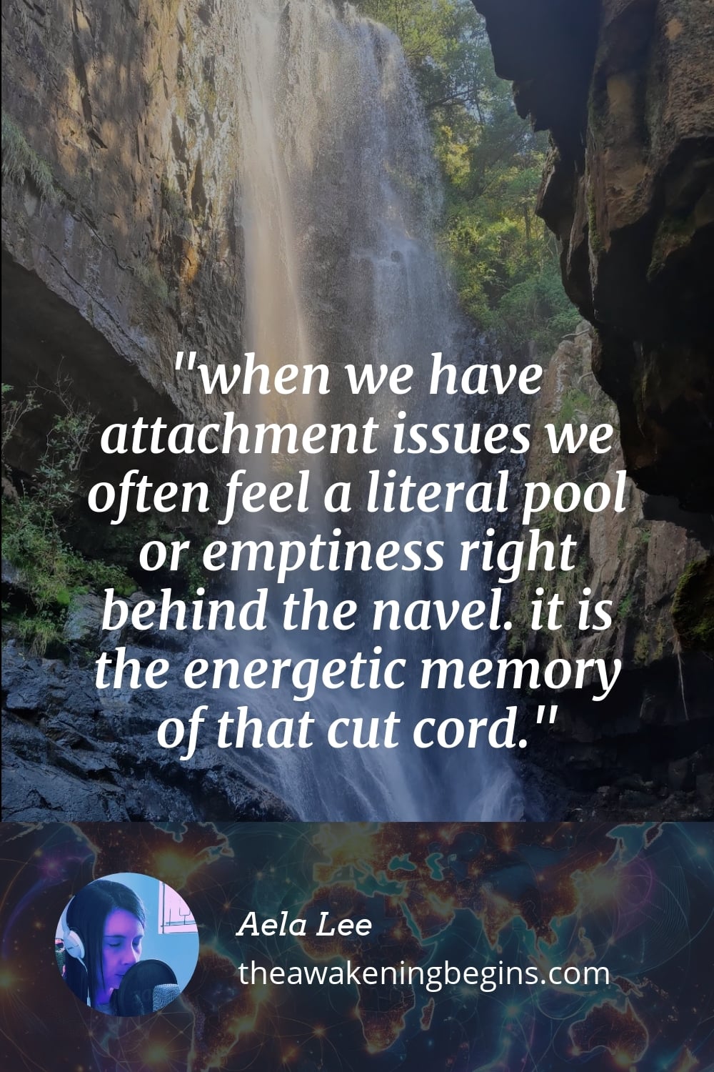 when we have attachment issues we often feel a literal pool or emptiness right behind the navel. it is the energetic memory of that cut cord.