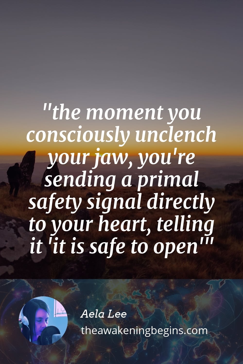 Pinterest Image the moment you consciously unclench your jaw, you're sending a primal safety signal directly to your heart, telling it 'it is safe to open'